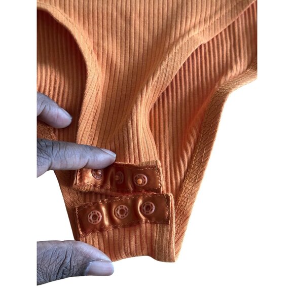 Topshop Womens Orange Ribbed Strapless Bodysuit Size US 6 Tube Top Sexy NWT - Picture 6 of 9